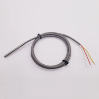 A class 5*50mm waterproof PT100 probe thermal resistance -50~100'C temperature sensor PT100 sensor with Shielded wire cable