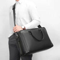 Business Bag Leather men's briefcase 17" 15.6 inch luxury designer handbag man extra large capacity computer Crossbody