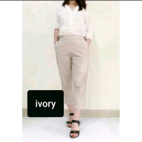 Celana Wanita Gio 7/9 Pants - Katun, Hitam, Panjang - Baggy, Kerja, Cewek, Casual, Kulot, Linen, Dew