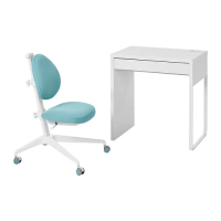 MICKE/DAGNAR 書桌及椅子, 白色/土耳其藍