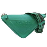 【二手名牌BRAND OFF】PRADA 普拉達【再降價】 綠色 牛皮 三角 肩背包