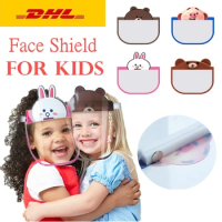 DHL 50pcs Kids Transparent Protective Masks Cartoon Face Shield Anti-Fog Full Face Shield Anti Splash Full Face Cover Masks