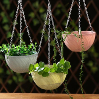 1pc Hot Sale Balcony Chain Hanging Planters Flower Pot Basket Imitation Rattan Weaving