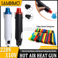 Shrink Tubing with 300W Heat Gun Electric Power Mini Hot Air Gun Blower Heat Shrink Gun for DIY Craft Wrap Plastic Rubber Stamp