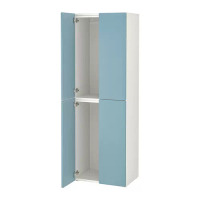 SMÅSTAD/PLATSA 衣櫃/衣櫥, 白色 藍色/附2支吊衣桿, 60x42x181 公分
