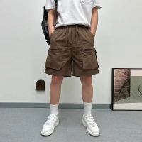 Stylish and versatile, summer loose straight-leg cargo shorts for men, sports shorts, quick-dry, mul