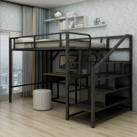 鐵藝高架床單上層成人雙層床閣樓復式二樓省空間上下鋪鐵架床 床架 上下床 宿舍床 鐵藝床 公寓床 單/雙人床