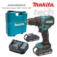Mesin Bor Tembok Beton Baterai Cordless Impact Drill 18V Makita DHP490WVE DHP490 WVE