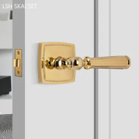 Light Luxury Gold Bathroom Door Lock Pumpkin Ball Handle Keyless Lockset Indoor Door Handle Silent Security Locks Home Hardware