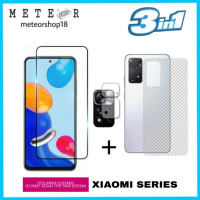 3 IN 1 TG CLEAR CARBON FOR XIAOMI REDMI NOTE 11 10 2022 9 8 PRO 9T 9C