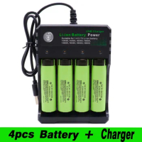 NEW 18650 Lithium Ion Rechargeable Battery for Panasonic NCR 18650B 3400mAh Flashlight Tool + USB Quad Smart Char