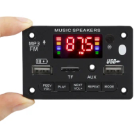 80W Amplifier DIY MP3 Player DC 7V-23V Bluetooth-Compatible 5.0 Car FM Radio Module Handsfree Call Charging Recording USB TF AUX