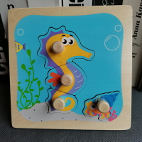動物立體木釘手抓板拼板 拼圖幼兒童形狀配對木制益智玩具早教
