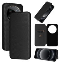 For Xiaomi 14 Ultra Cover Luxury Carbon Fiber Skin Magnetic Adsorption Case For Xiaomi 14 Ultra Phone Bags