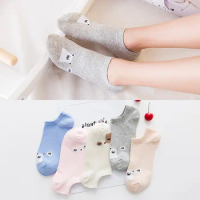 Cotton animal pattern comfortable girl women's boat socks ankle low female invisible color girl boy hosiery 1pair=2pcs WS100