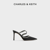 CHARLES&amp;KEITH24 Spring New CK1-60280428 Chain pointed stiletto heel bag head cool Muller drag