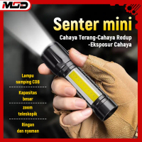 MOD Lampu Senter Mini Super Terang Flashlight Telescopic Zoom Mini Senter Lamp Recharger USB  Lampu 
