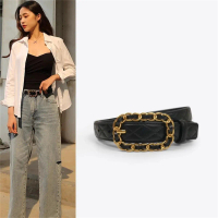 Tali Pinggang Sut Corak Argyle, Hitam, Untuk Wanita, Sesuai untuk Kot, Sweater, Gaun, dan Jeans Ping