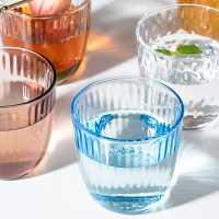 朵頤創意玻璃杯ins風透明條紋水杯bormiolirocco簡約杯家用果汁杯1入