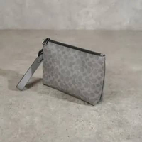 Tas COACH SIGNATURE MONOGRAM CHARCOAL GREY CLUTCH WITH HANDLE 100% ORIGINAL 24X4X18CM