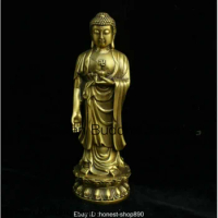 Tibet Buddhism Temple Bronze Brass Stand Louts Shakyamuni Amitabha Buddha Statue