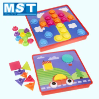 Colorful Buttons Cartoon Geometric DIY Assembling Mushroom Nails Kit Puzzles Board Toys Paper Card Puzzle For Children
