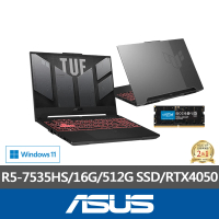 ASUS 升級32G組★ 15.6吋 R5 RTX4050電競筆電(TUF Gaming FA507NU/R5-7535HS/16G/512G SSD)