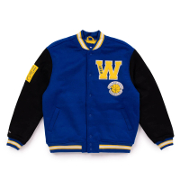 【Mitchell &amp; Ness】NBA Team Legacy Varsity Jacket 校隊外套 勇士 藍黑(高端羊毛混紡校隊外套)