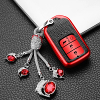 TPU Leather Car Key Case Cover Keychain for Honda CRV Accord Civic Vezel XRV URV HRV Pilot Fit Freed Protector Accessories