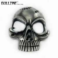 The Bullzine Skull belt buckle with pewter finish FP-03361 suitable for 4cm width belt