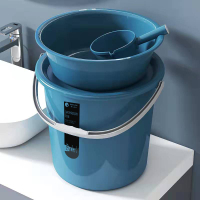 塑料水桶手提耐用洗臉盆家用二合一儲水桶圓形桶宿舍洗衣有蓋水桶