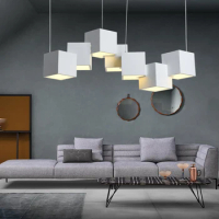 Artpad Dim LED Pendant Lights Creative Ceilng Hanging Lamp for Dining Room Living Room Light Fixture Magic Cube