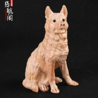 桃木狗擺件十二生肖狗木雕桃木原色木質實木狗手把件汽車擺件