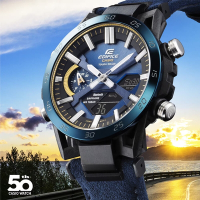CASIO 卡西歐  EDIFICE 50周年紀念錶款 閃耀不輟 太陽能電力 藍芽 天空大海  ECB-2000SS-2A_47.8mm