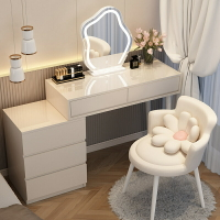 【整裝】奶油風梳妝台現代簡約收納櫃床頭櫃化妝台一體書桌伸縮化妝桌