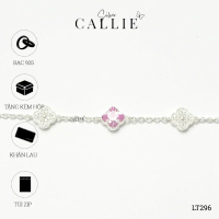 LT296 - Lắc tay bạc Callie Silver cỏ 4 lá hồng