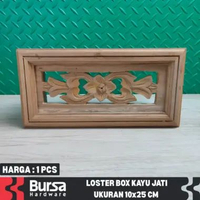 Loster Box Kayu Jati Ukuran 10x25 cm Ventilasi Angin Motif Ukiran Kembang