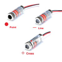 650nm 5mW Line/Cross/red Point Laser Module Head Adjustable Beam 3-5V 12MM Glass Lens Focusable Diode Head Industrial Class