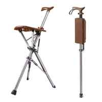 Step2Gold Ta-Da Foldable cane chair elderly walking aid cane stool portable cane stool Chair cane Chair Folding Seat Stainless