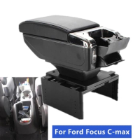NEW For Ford Focus C-max Armrest Box For Ford Focus C-max Car Armrest Central storage Box Interior Retrofit USB Car Accessories