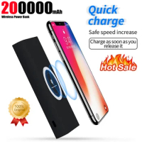 200000mAh QI Wireless Power Bank Type-C Two-Way Fast Charging Powerbank Portable Charger External Battery For iPhone Samsung