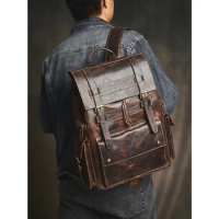 Leather Backpack For Men Genuine Leather Fashion Bag Casual Outdoor Backpack High Quality Laptop Backpack Trend Travel Bag