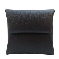 【二手名牌BRAND OFF】HERMES 愛馬仕【再降價】黑色 EPSOM牛皮 BASTIA 扣式零錢包 B刻