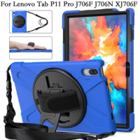 Case for Lenovo Tab P11 Pro P11pro 11.5 J706N XJ706F J706F Shoulder Strap Rotation Stand Shockproof Tablet Cover Silicone Shell