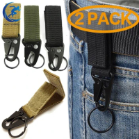 Tactical Keychain Belt Holder Nylon Belt Clip Military Utility Hanger Carabiner Buckle For Molle Bags Backpacking Outdoor Gear