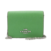 【COACH】迷你款-金屬鍊帶防刮斜背/零錢包/小廢包(綠)