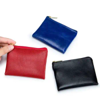 Genuine Leather Ultra Thin Small Zipper Wallet Mens Minimalist Soft Cowhide Mini Card Key Holder Pouch Women Coin Purse