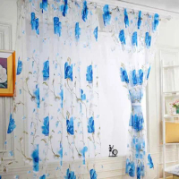 1m*2m Floral Tulle Curtains For Living Room Bedroom Balcony Decoration Curtains Drapes Rod Pocket Curtain Panel