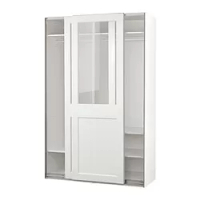 lemari pakaian dg pintu geser, putih/kaca bening putih, 150x66x236 cm