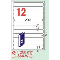 【龍德】LD-864(圓角) 雷射、影印專用標籤-紅銅板 24x200mm 20大張/包
